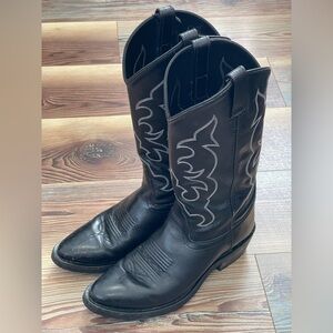 Old West 8.0EE Black Leather Cowboy Boots